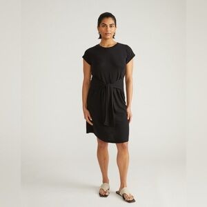 UNIVERSAL STANDARD Misa Jersey Dress Tie Waist Short Sleeve Black Size 6-8(2XS)